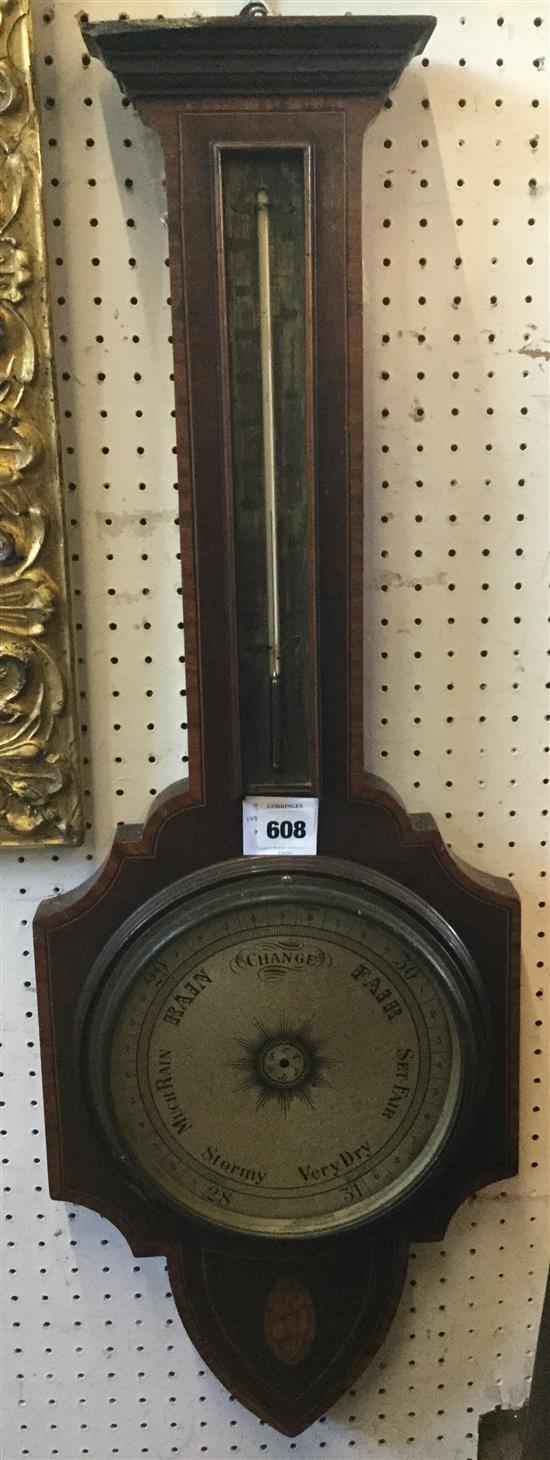 Inlaid mahogany wheel barometer(-)